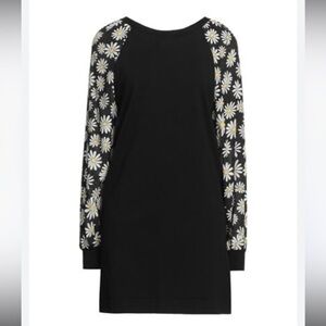 Moschino Boutique‎ Floral Daisy Black Long Sleeve Dress